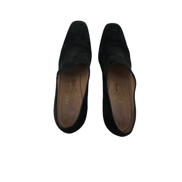Salvatore Ferragamo Women’s Black Suede Square Toe Pump Heels Size 9 1/2 Narrow - Picture 4 of 9